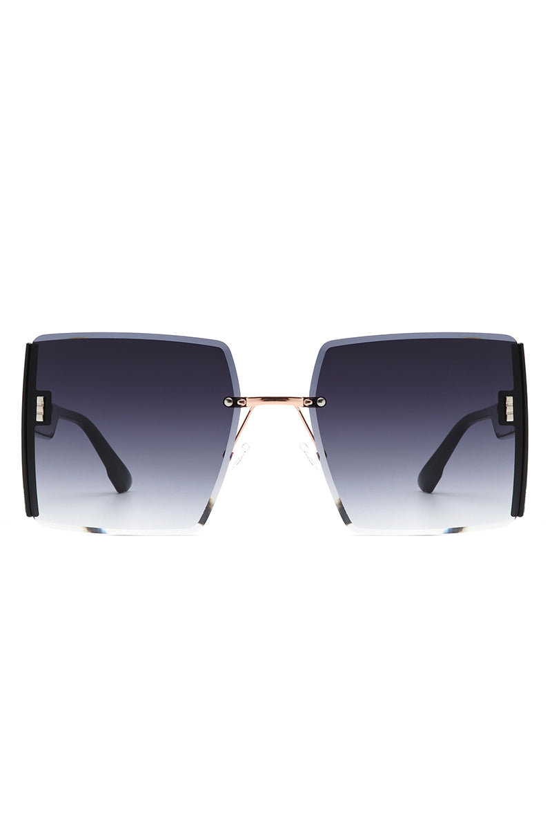 Lyris - Square Rimless Oversize Chic Women's Fashion Sunglasses - Charming Charlie