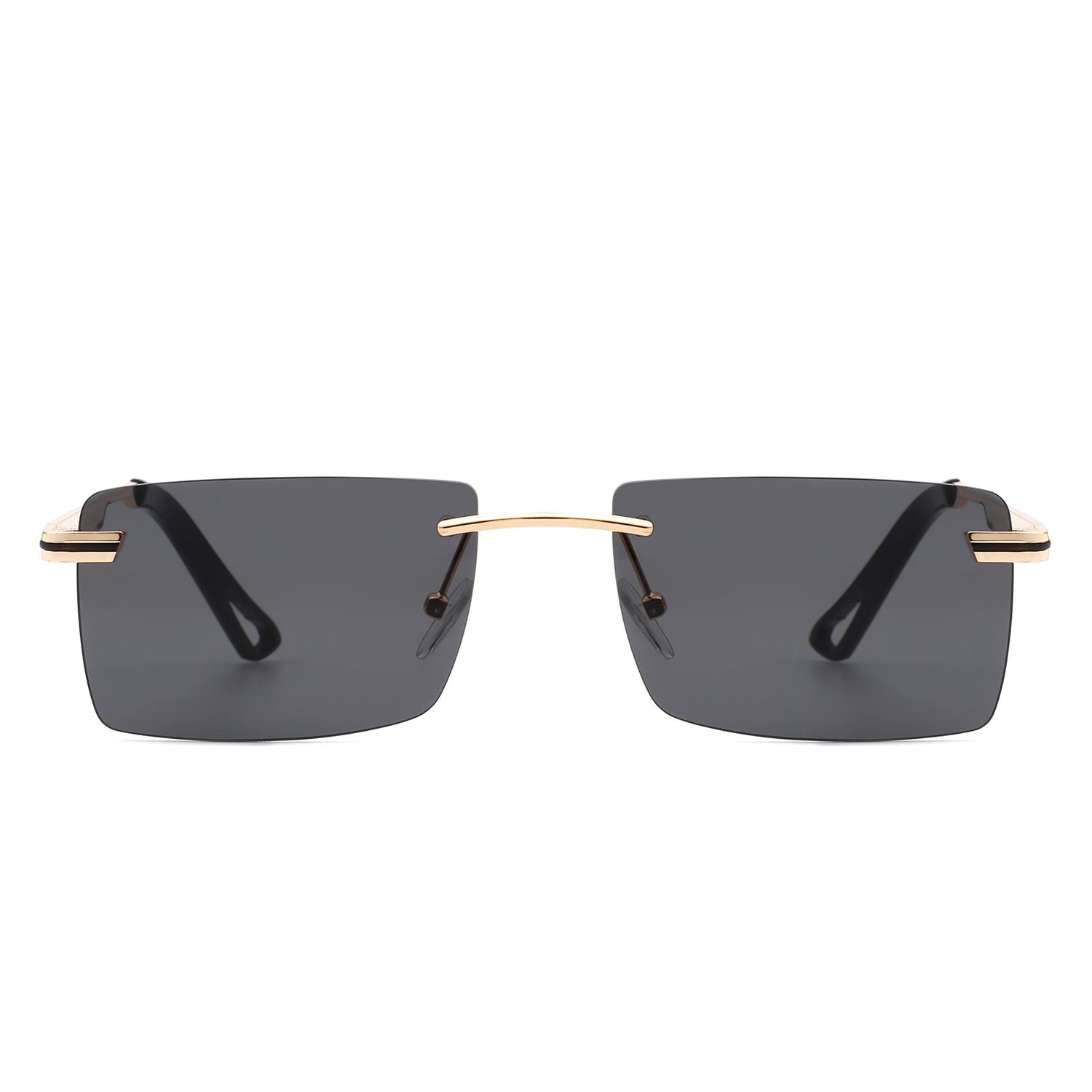 Vibrante - Rectangle Rimless Retro Tinted Fashion Flat top Sunglasses - Charming Charlie