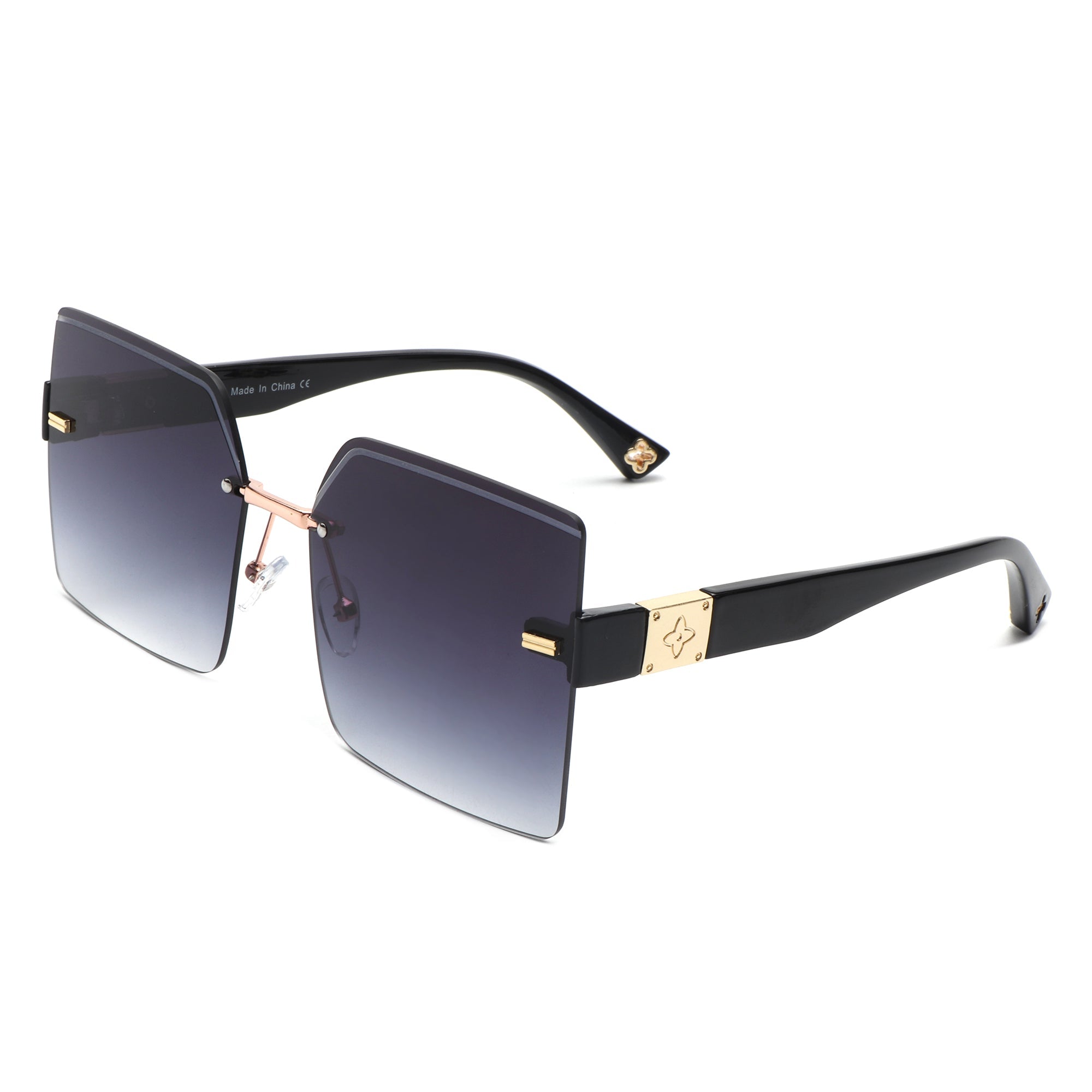 Brisla - Chic Oversized Rimless Square Tinted Fashion Women's Sunglasses - Charming Charlie