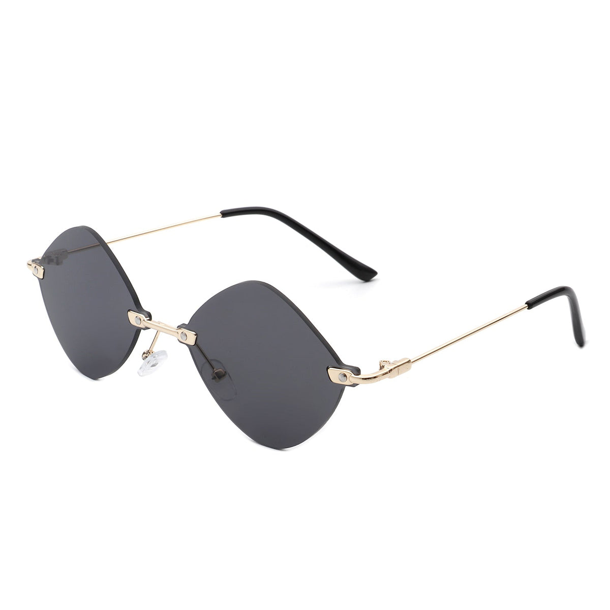 Bluewave - Rimless Retro Round Geometric Frameless Tinted Fashion Sunglasses - Charming Charlie
