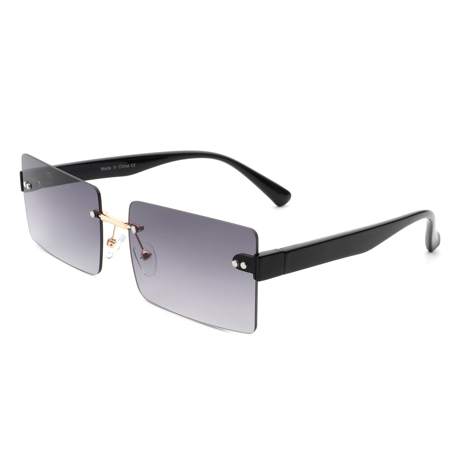 Jadesoul - Rectangle Retro Rimless Tinted Fashion Vintage Square Sunglasses - Charming Charlie