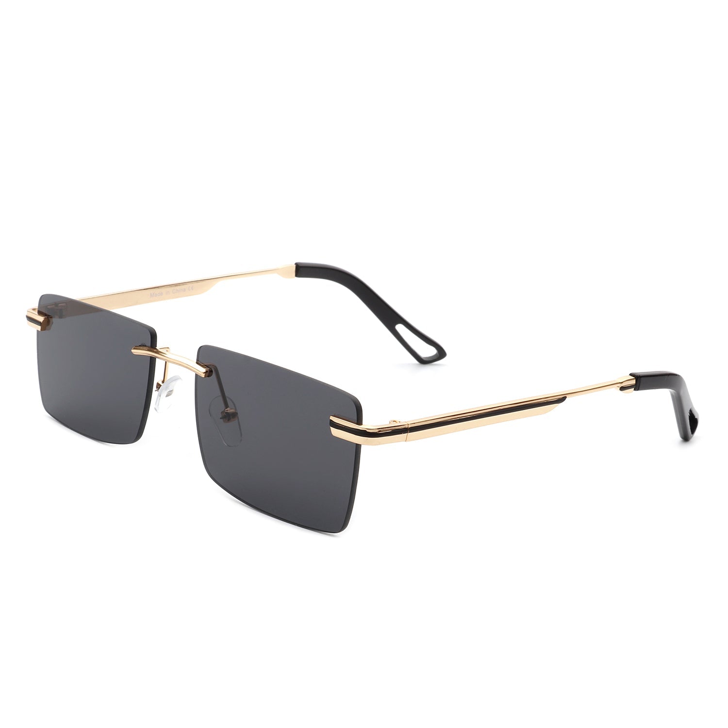 Vibrante - Rectangle Rimless Retro Tinted Fashion Flat top Sunglasses - Charming Charlie