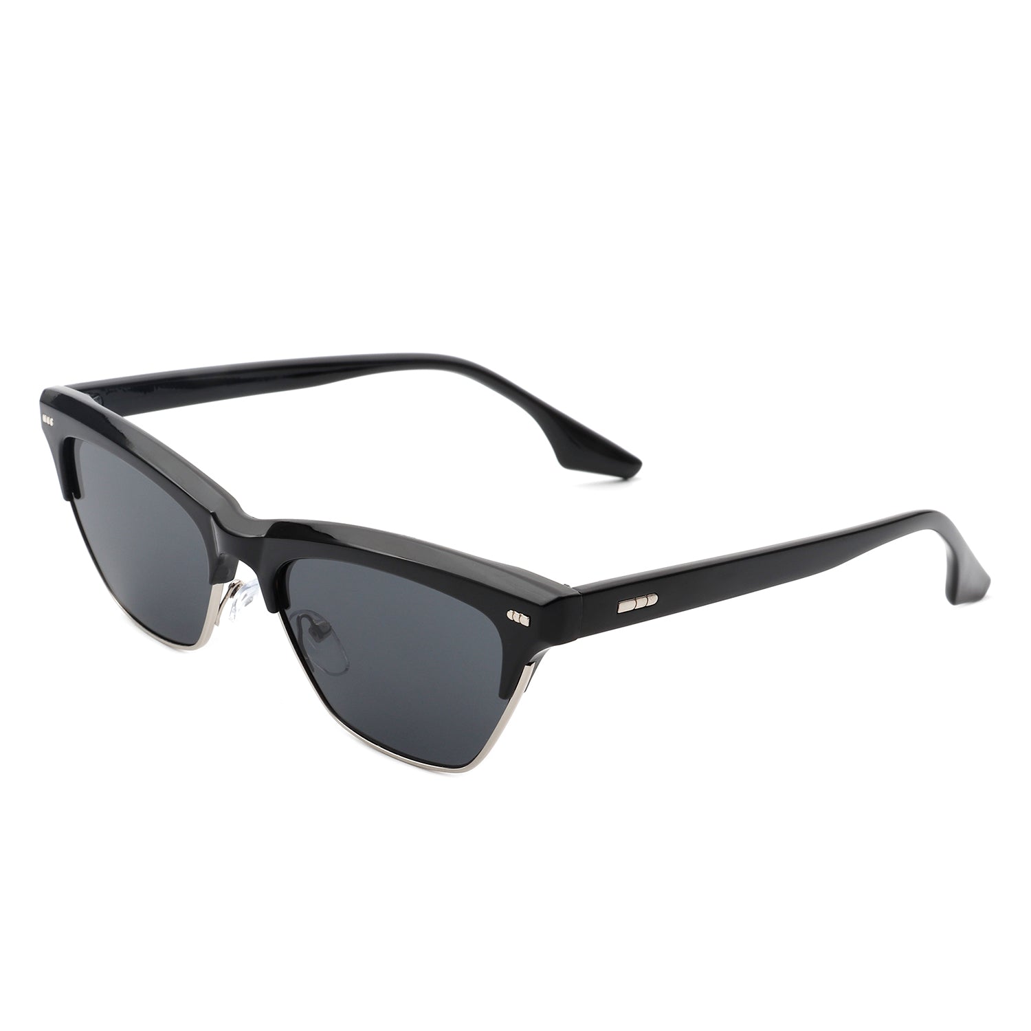 Mistique - Women Retro Half Frame Square Fashion Cat Eye Sunglasses - Charming Charlie