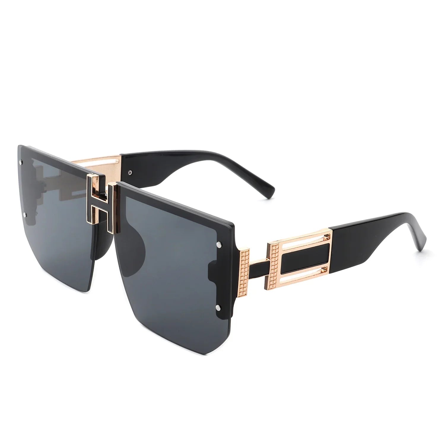 Kaelor - Square Oversized Flat Top Gradient Half Frame Sunglasses - Charming Charlie