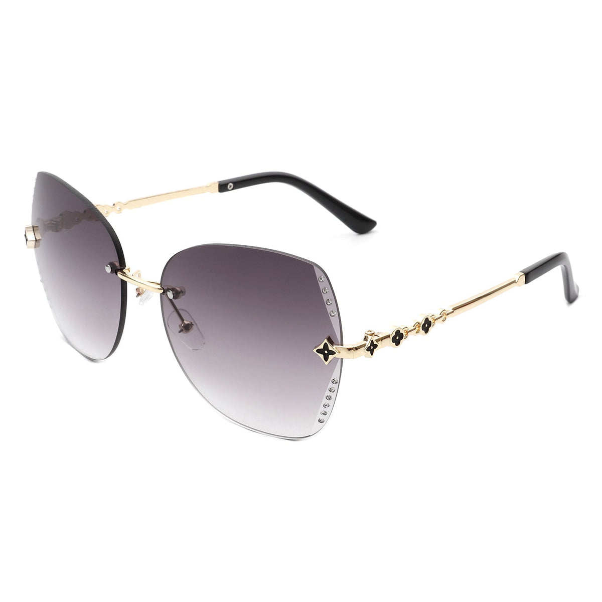 Kineticx - Oversize Rimless Butterfly Shape Tinted Rhinestone Fashion Sunglasses - Charming Charlie