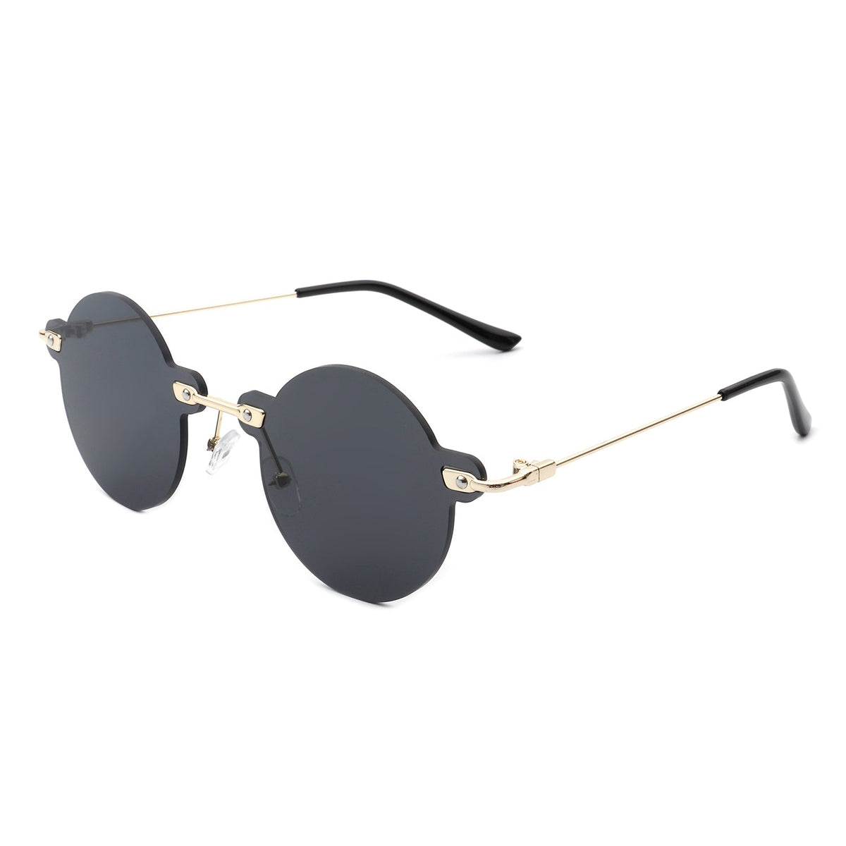 Crescent - Circle Retro Round Rimless Fashion Tinted Vintage Sunglasses - Charming Charlie