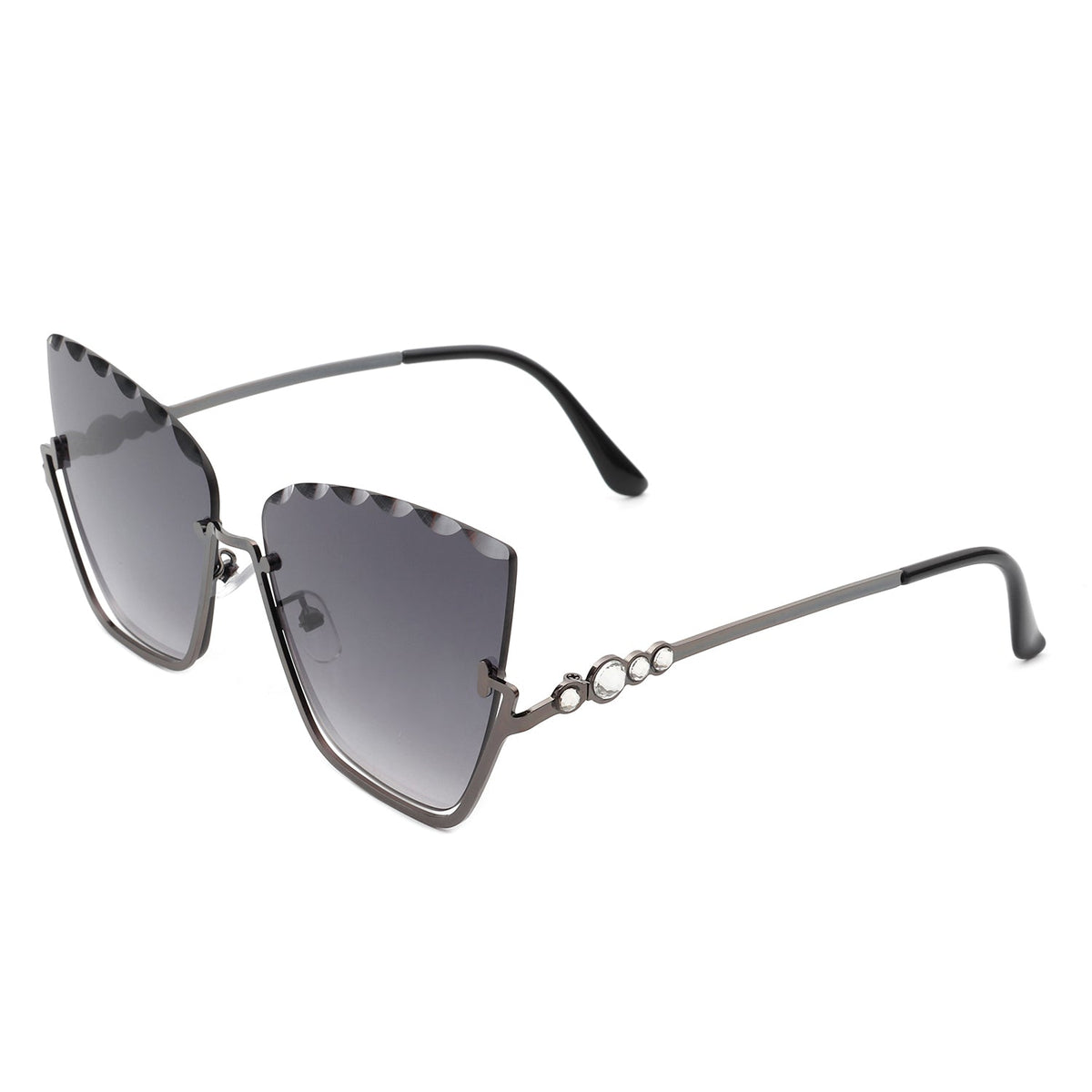 Starfire - Half Frame Square Irregular Tinted Fashion Cat Eye Sunglasses - Charming Charlie