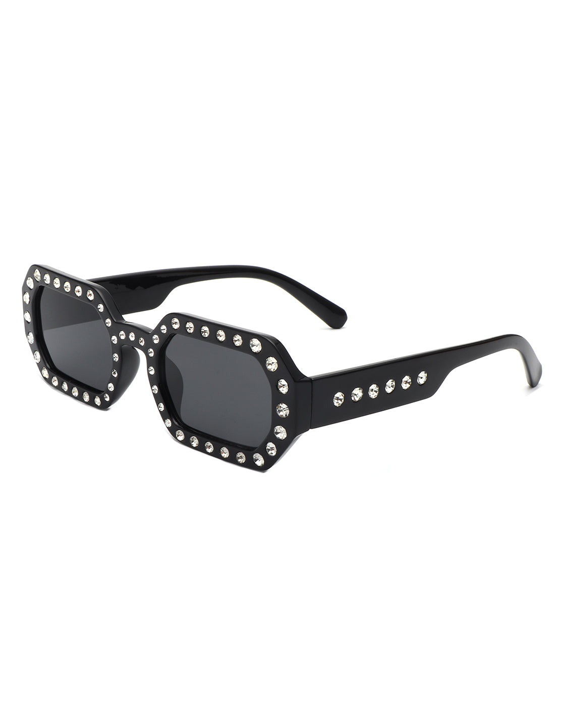 Whisp - Square Retro Rhinestone Tinted Geometric Fashion Sunglasses - Charming Charlie