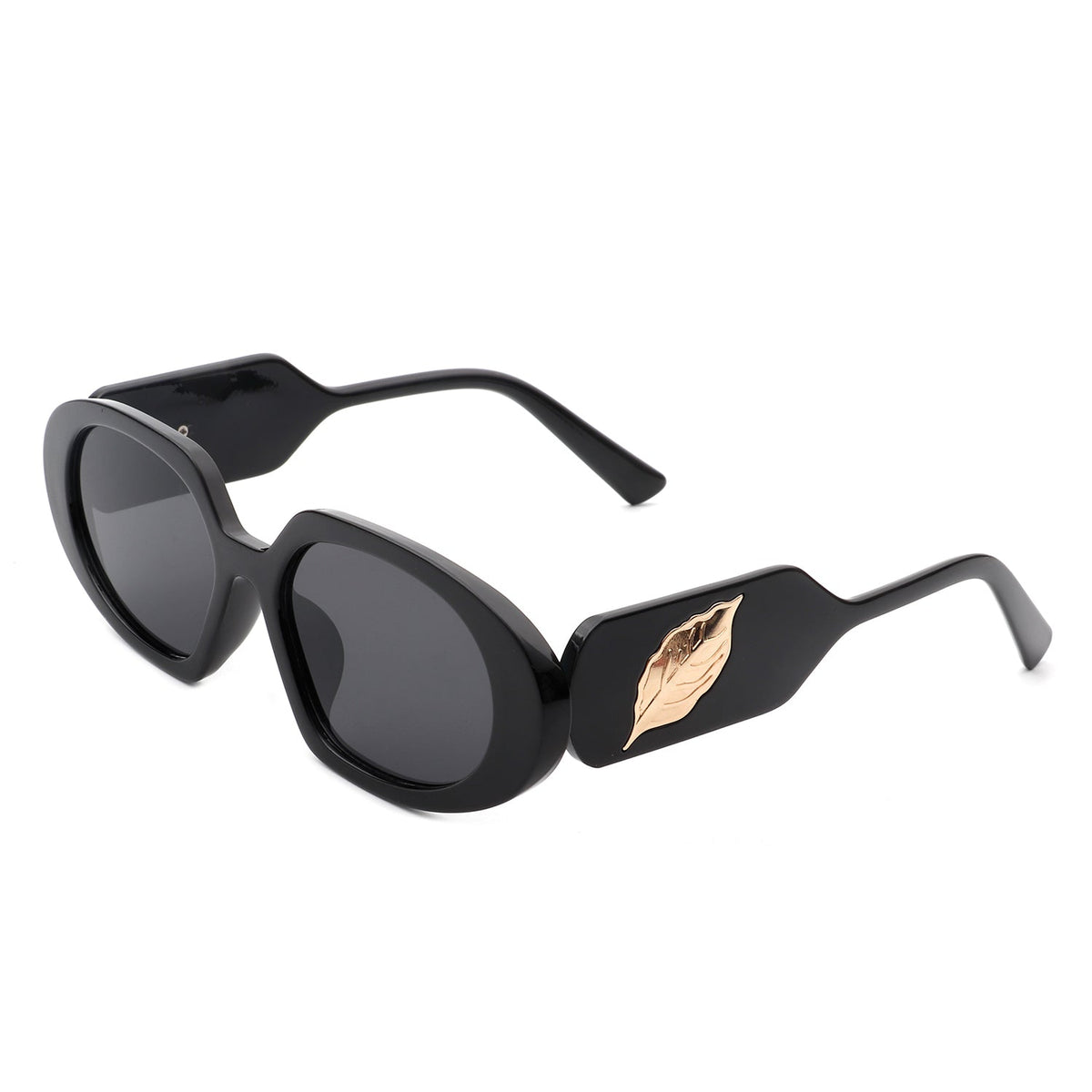 Glittera - Rectangle Retro Oval Chic Round Lens Leaf Design Fashion Sunglasses - Charming Charlie