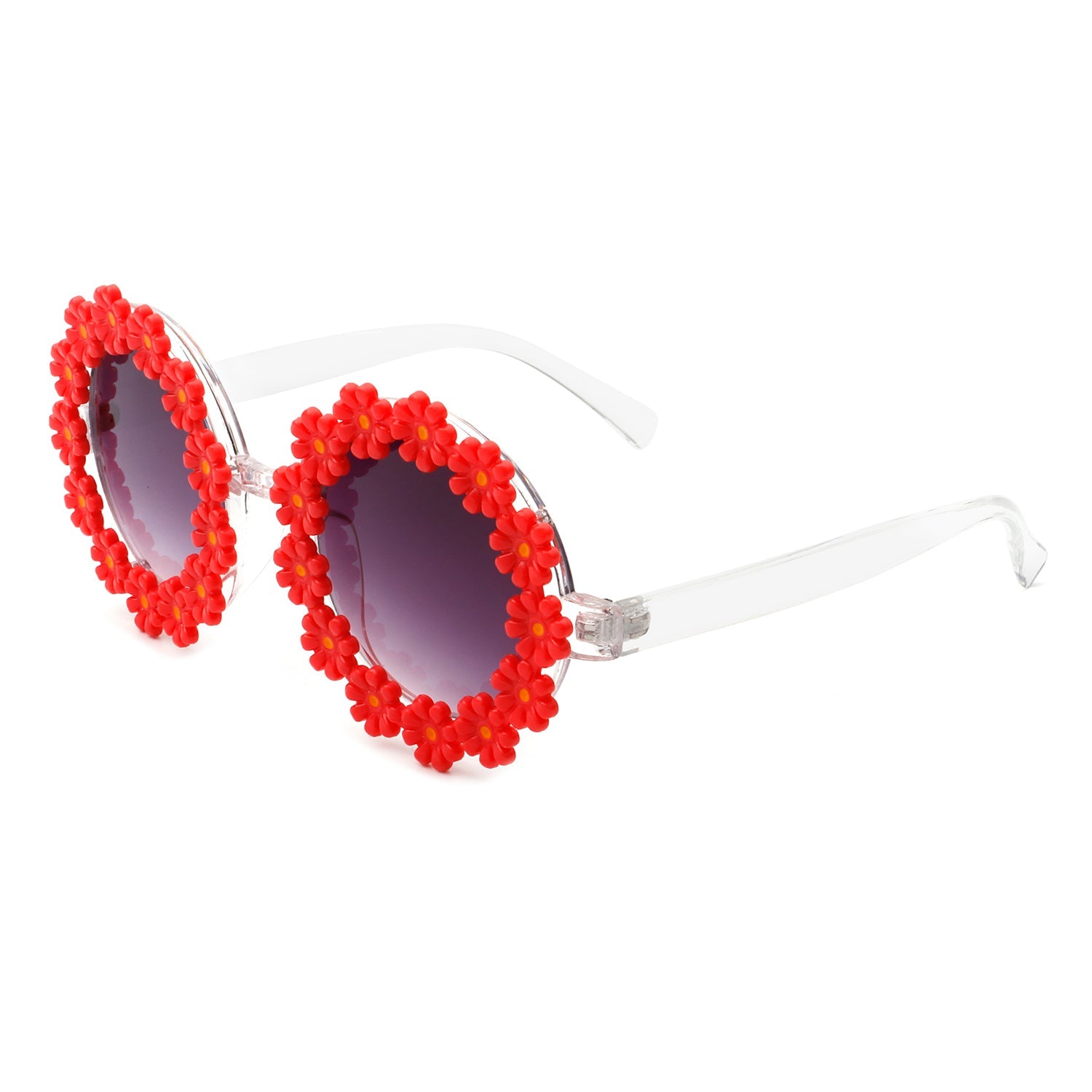 Ysabelia - Round Daisy Flower Shape Circle Party Floral Women Sunglasses - Charming Charlie
