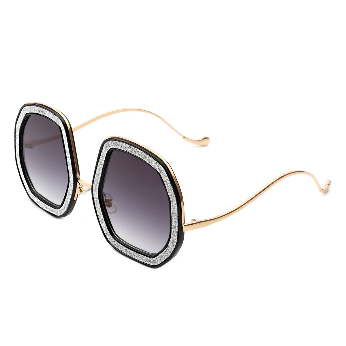 Xanadawn - Women Round Irregular Geometric Glitter Fashion Sunglasses - Charming Charlie