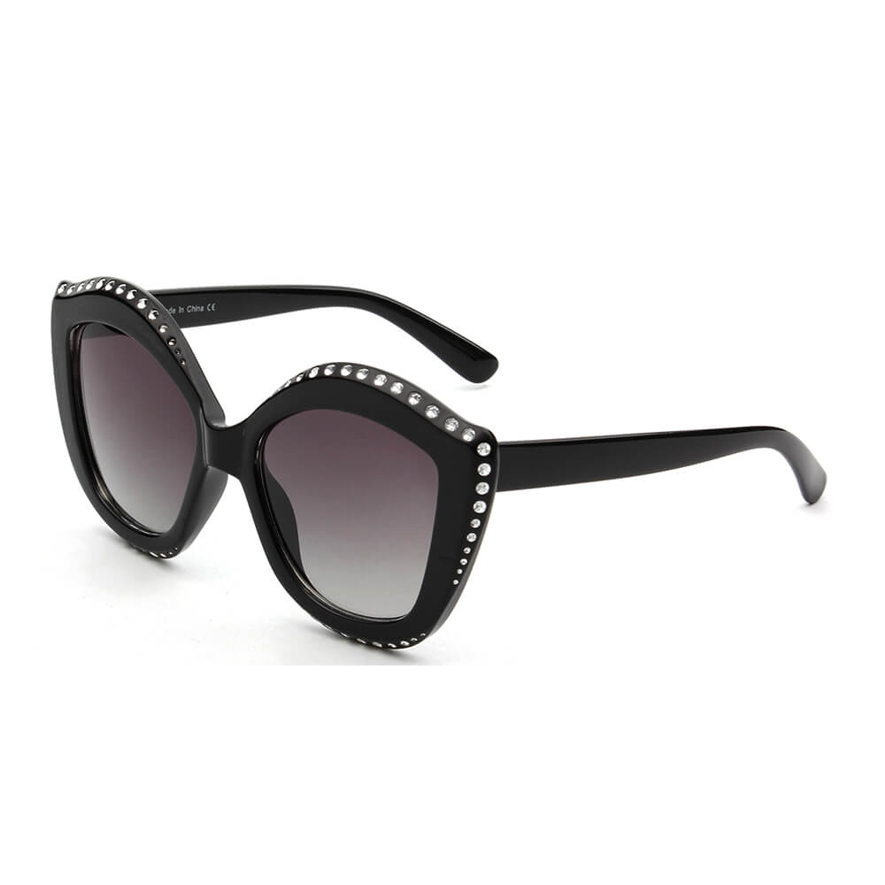 ANGOLA | S1092 - Women Oversized Round Cat Eye Fashion Sunglasses - Cramilo Eyewear - Stylish Trendy Affordable Sunglasses Clear Glasses Eye Wear Fashion