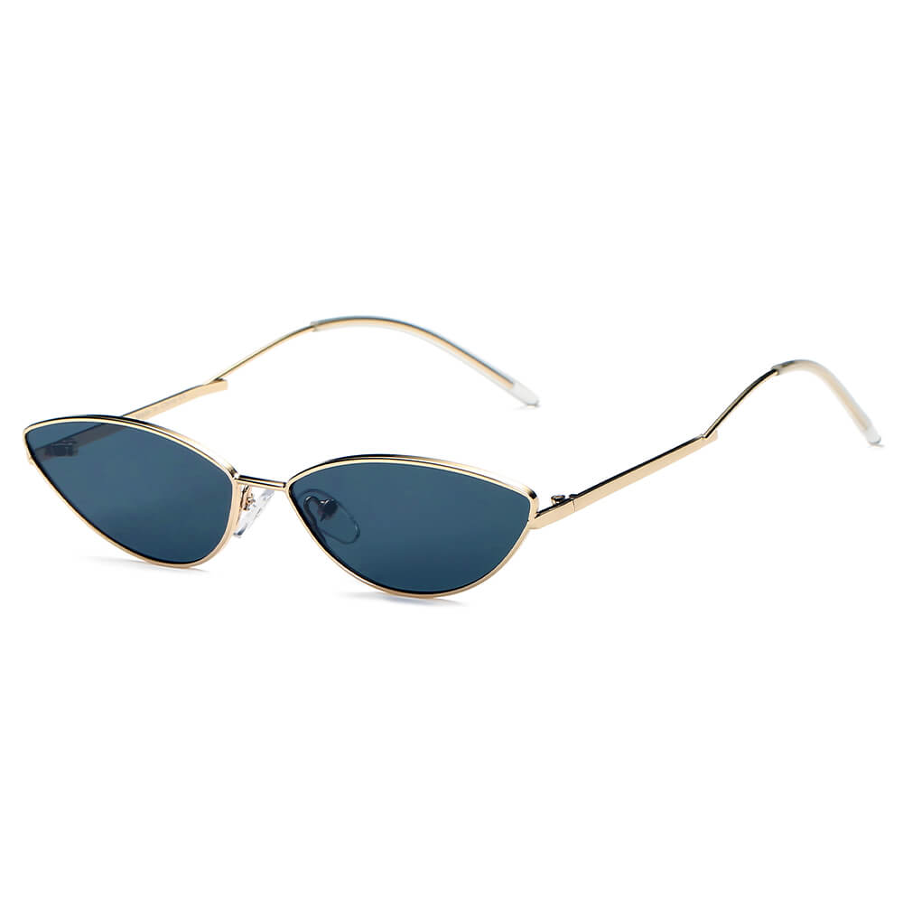 FLINT | S3012 - Small True Retro Vintage Slim Metal Sunglasses - Cramilo Eyewear - Stylish Trendy Affordable Sunglasses Clear Glasses Eye Wear Fashion