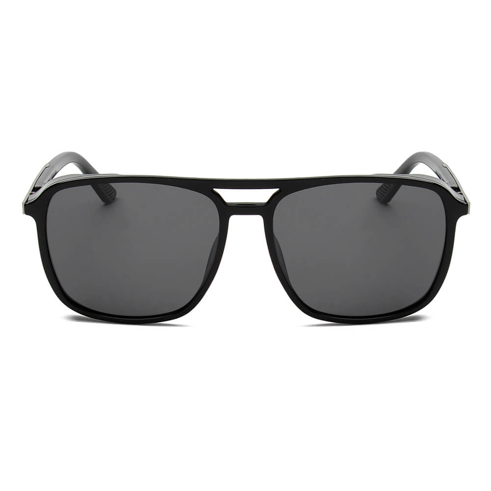 NAPA | S3027 - Retro Vintage Flat Brow Bar Polarized Square Fashion Sunglasses - Cramilo Eyewear - Stylish Trendy Affordable Sunglasses Clear Glasses Eye Wear Fashion