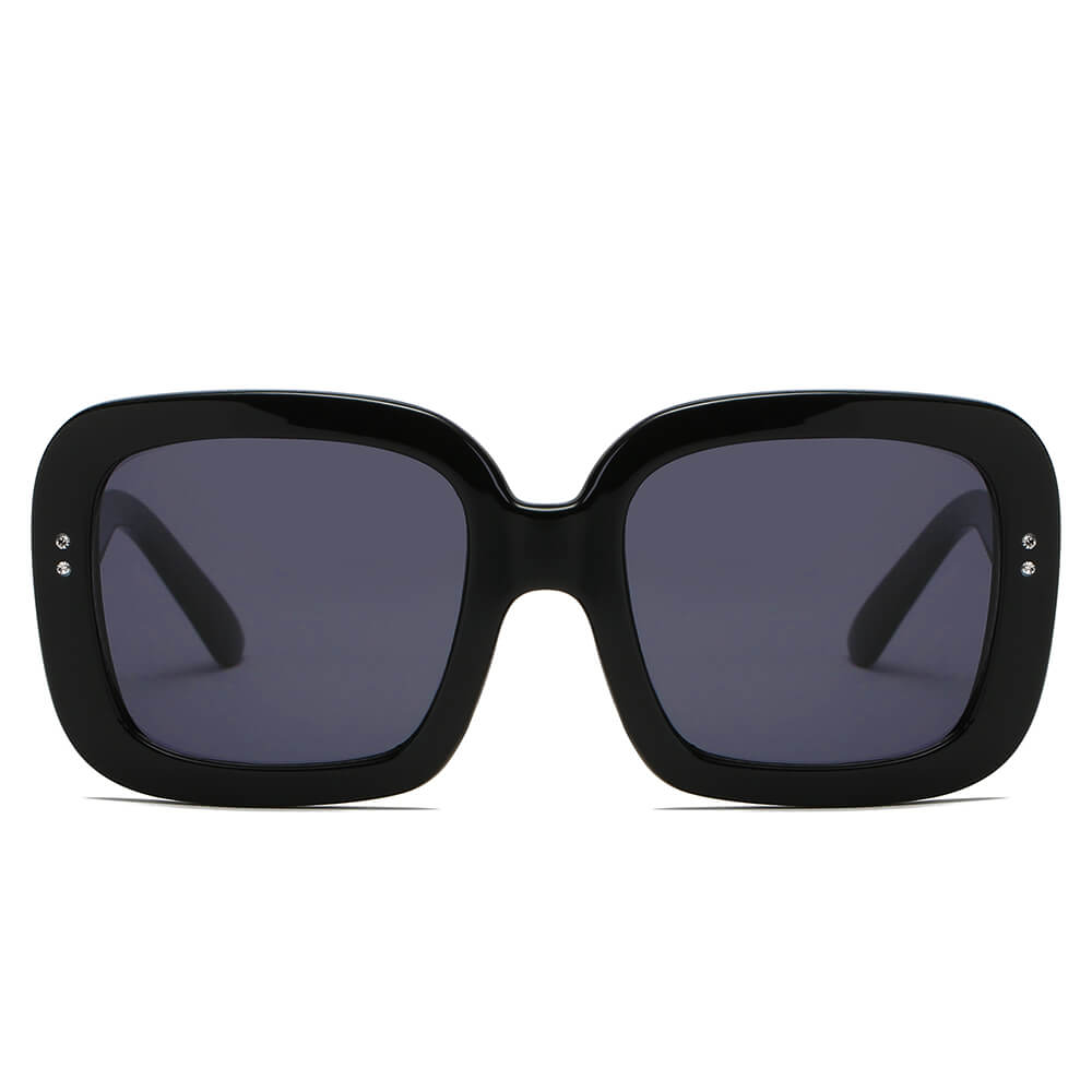 CLEMSON | S1089 - Women Retro Trendy Vintage Bold Square Oversize Sunglasses - Cramilo Eyewear - Stylish Trendy Affordable Sunglasses Clear Glasses Eye Wear Fashion