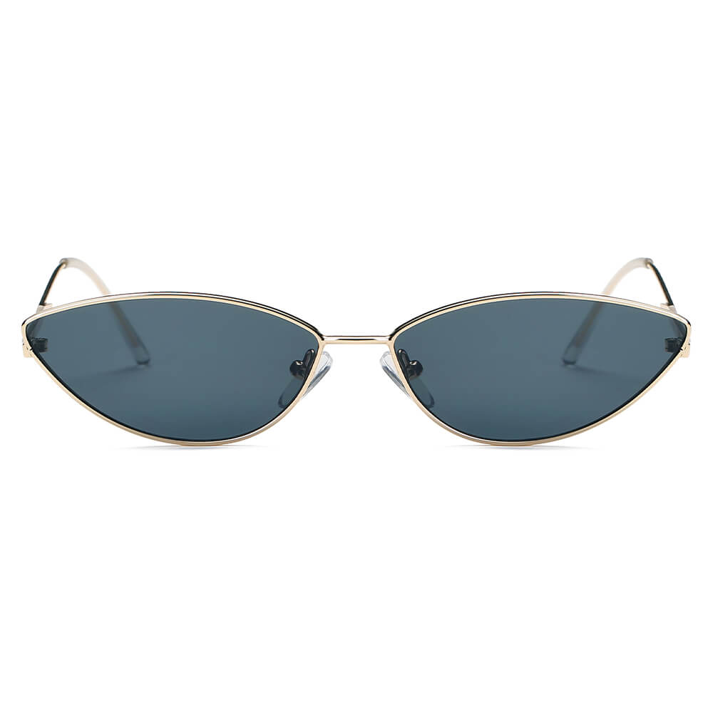 FLINT | S3012 - Small True Retro Vintage Slim Metal Sunglasses - Cramilo Eyewear - Stylish Trendy Affordable Sunglasses Clear Glasses Eye Wear Fashion