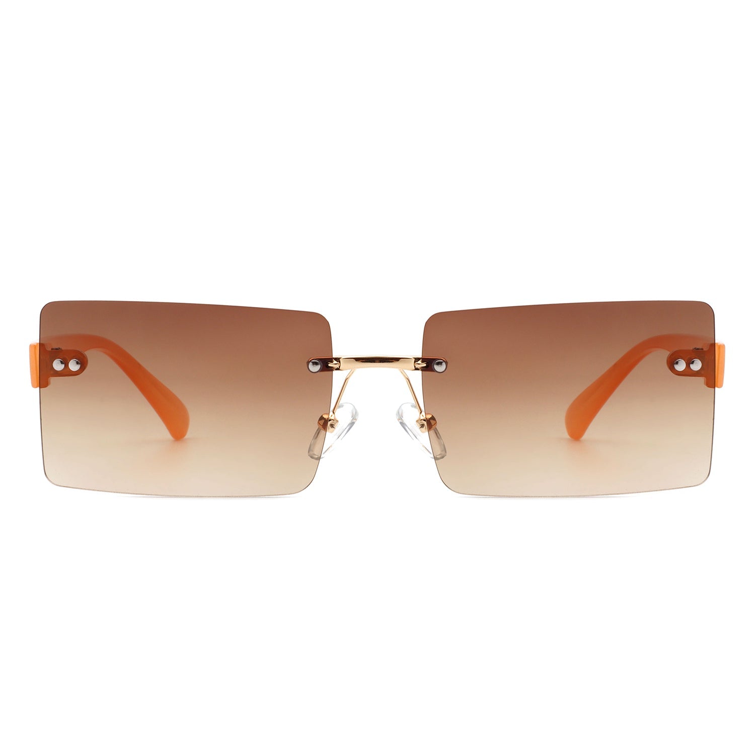 Jadesoul - Rectangle Retro Rimless Tinted Fashion Vintage Square Sunglasses - Charming Charlie