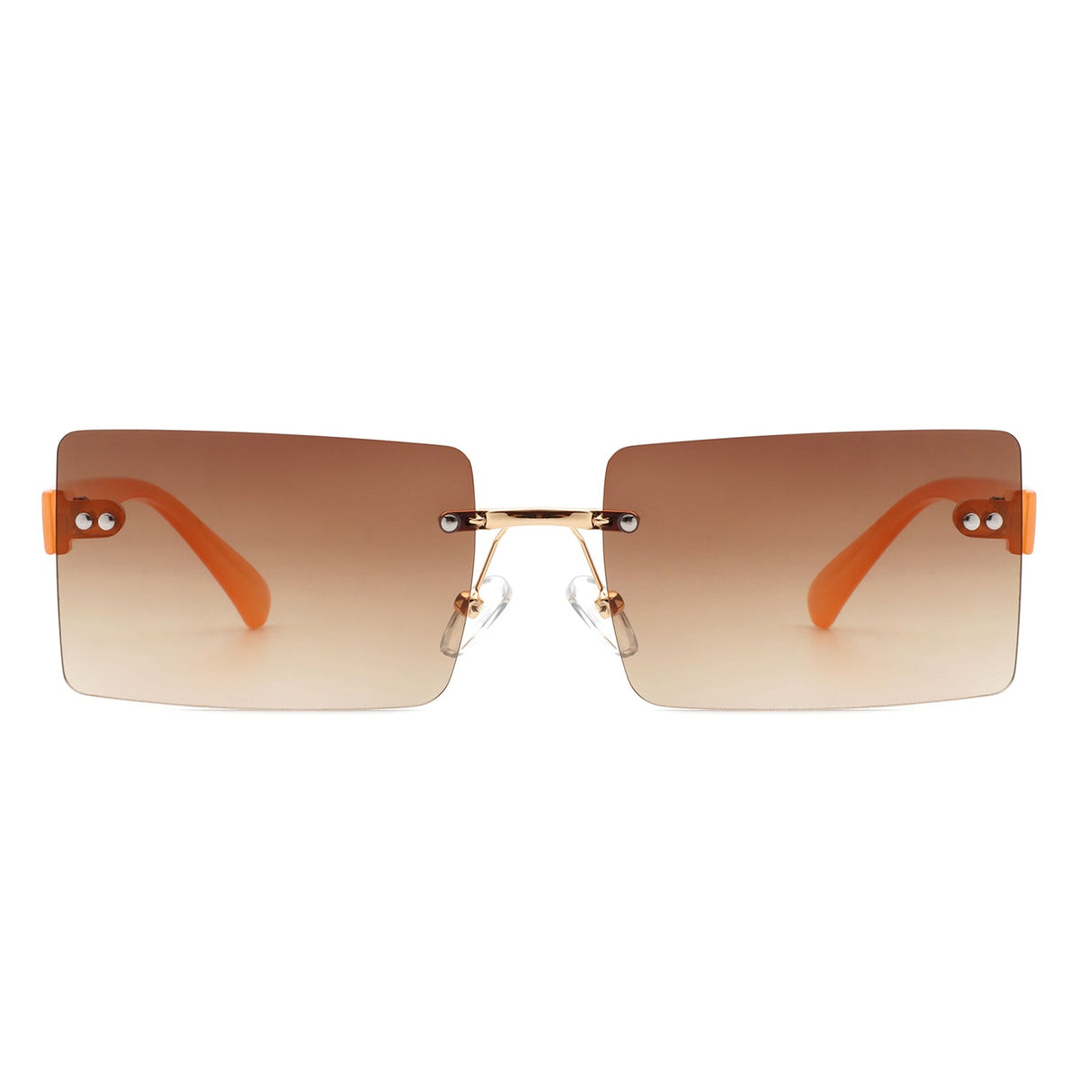 Jadesoul - Rectangle Retro Rimless Tinted Fashion Vintage Square Sunglasses - Charming Charlie