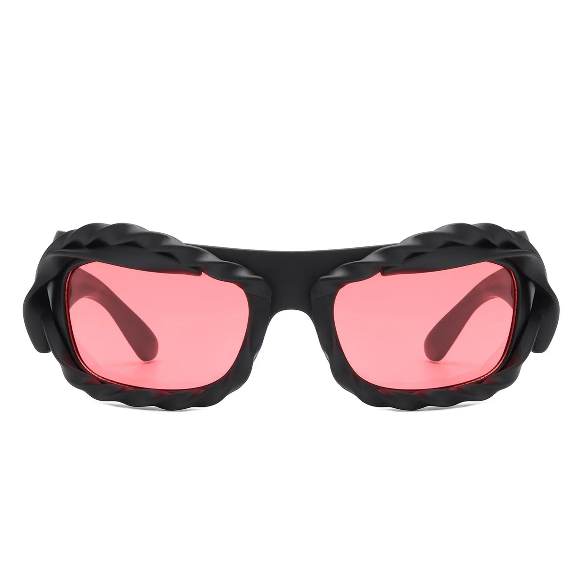 Riff - Rectangle Irregular Twisted Thick Frame Futuristic Sunglasses - Charming Charlie