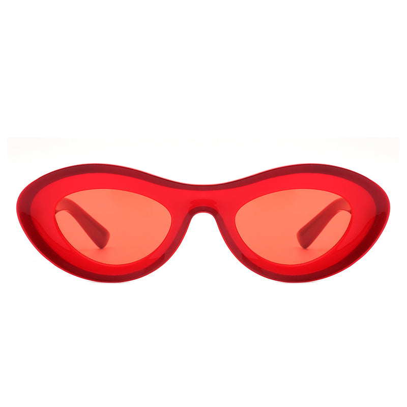 Alba - Oval Retro Round Tinted Fashion Cat Eye Sunglasses - Charming Charlie
