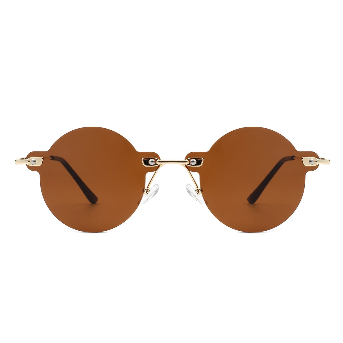 Crescent - Circle Retro Round Rimless Fashion Tinted Vintage Sunglasses - Charming Charlie