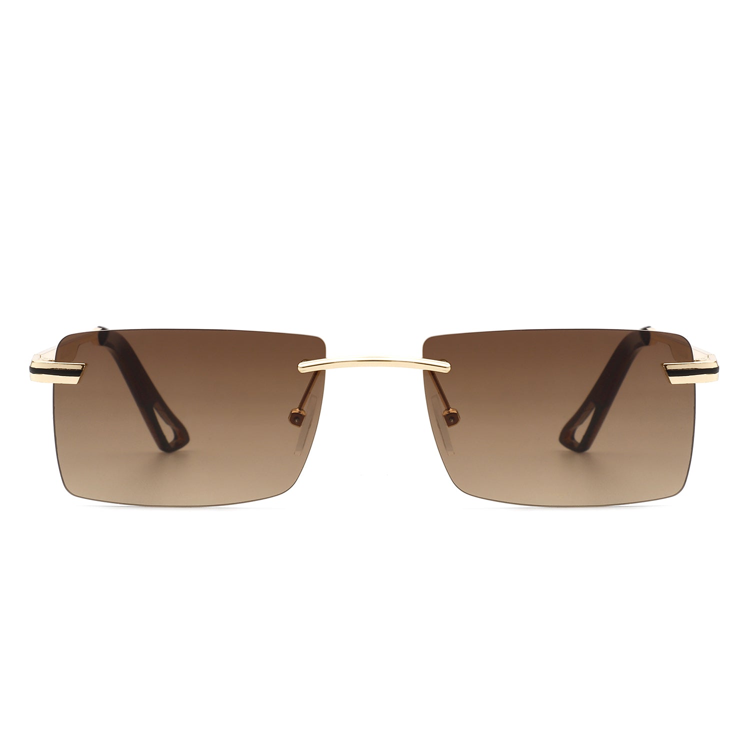 Vibrante - Rectangle Rimless Retro Tinted Fashion Flat top Sunglasses - Charming Charlie