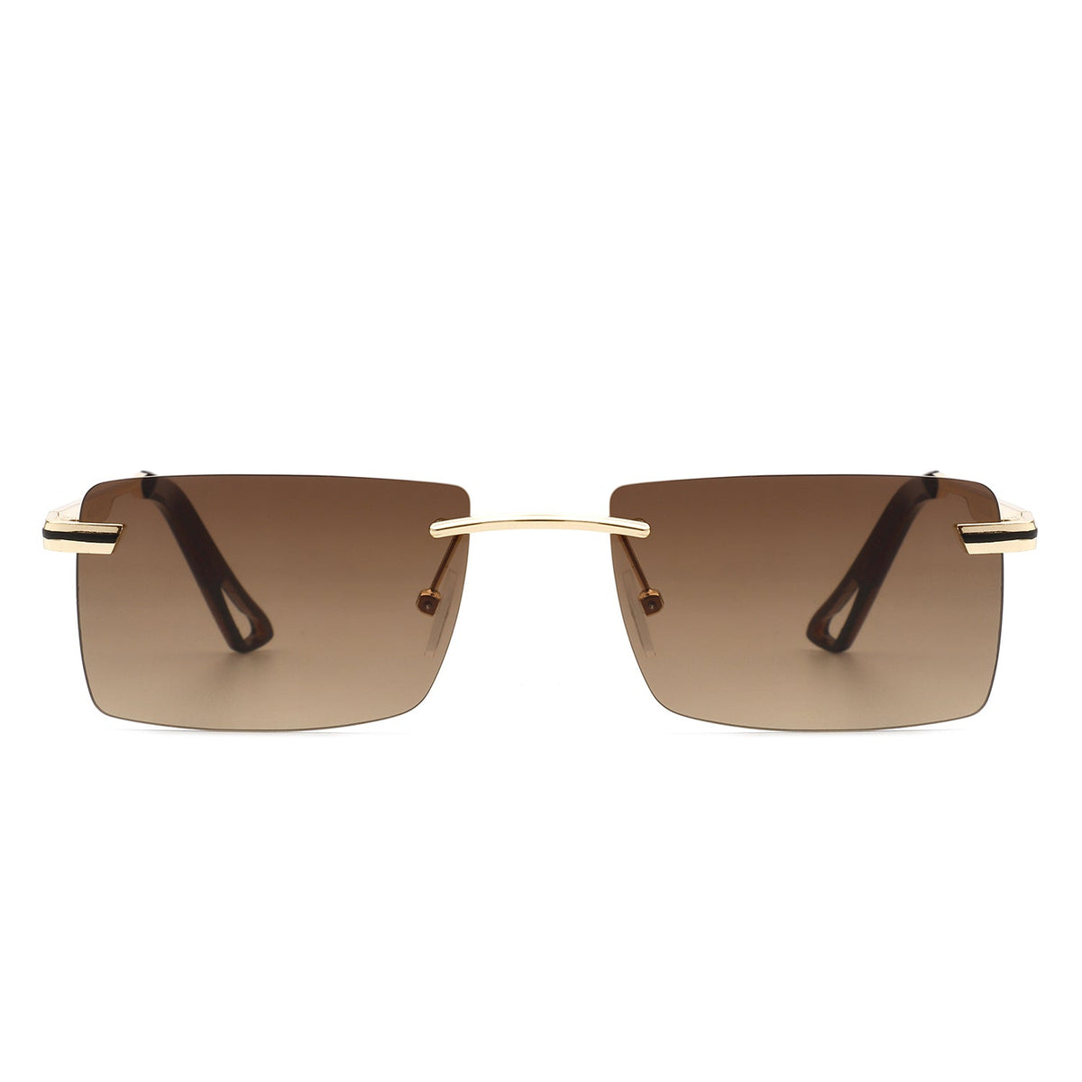 Vibrante - Rectangle Rimless Retro Tinted Fashion Flat top Sunglasses - Charming Charlie