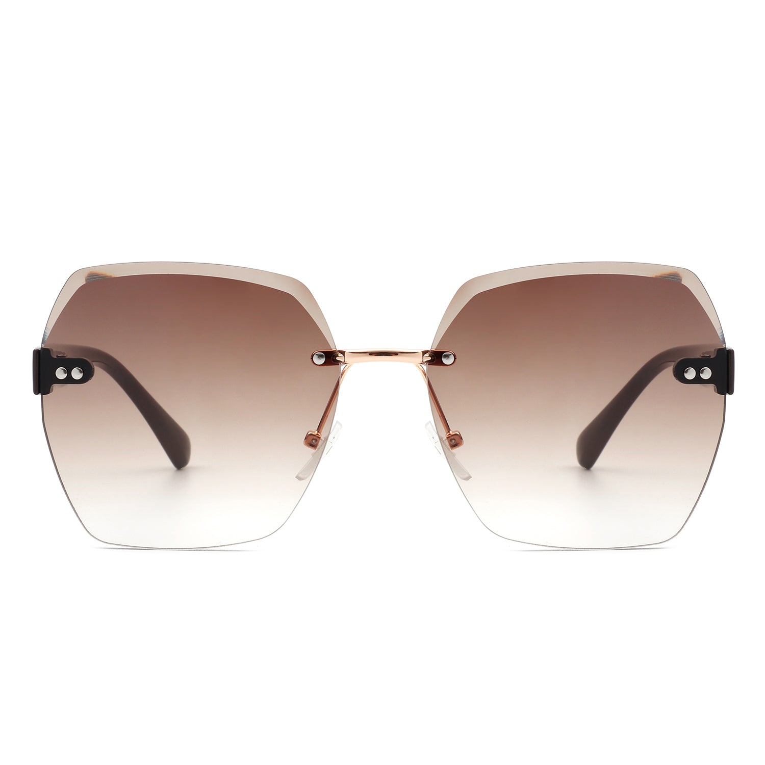 Evernova - Oversize Square Geometric Rimless Tinted Fashion Sunglasses - Charming Charlie