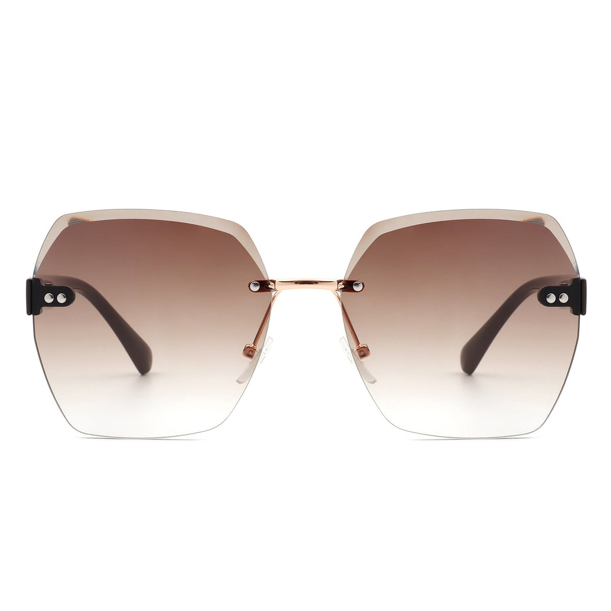 Evernova - Oversize Square Geometric Rimless Tinted Fashion Sunglasses - Charming Charlie