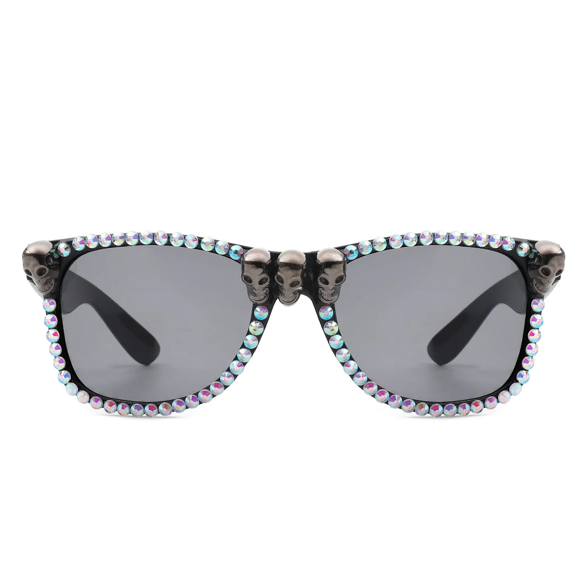 Myralis - Classic Horn Rim Rhinestone Gothic Skull Square Sunglasses - Charming Charlie