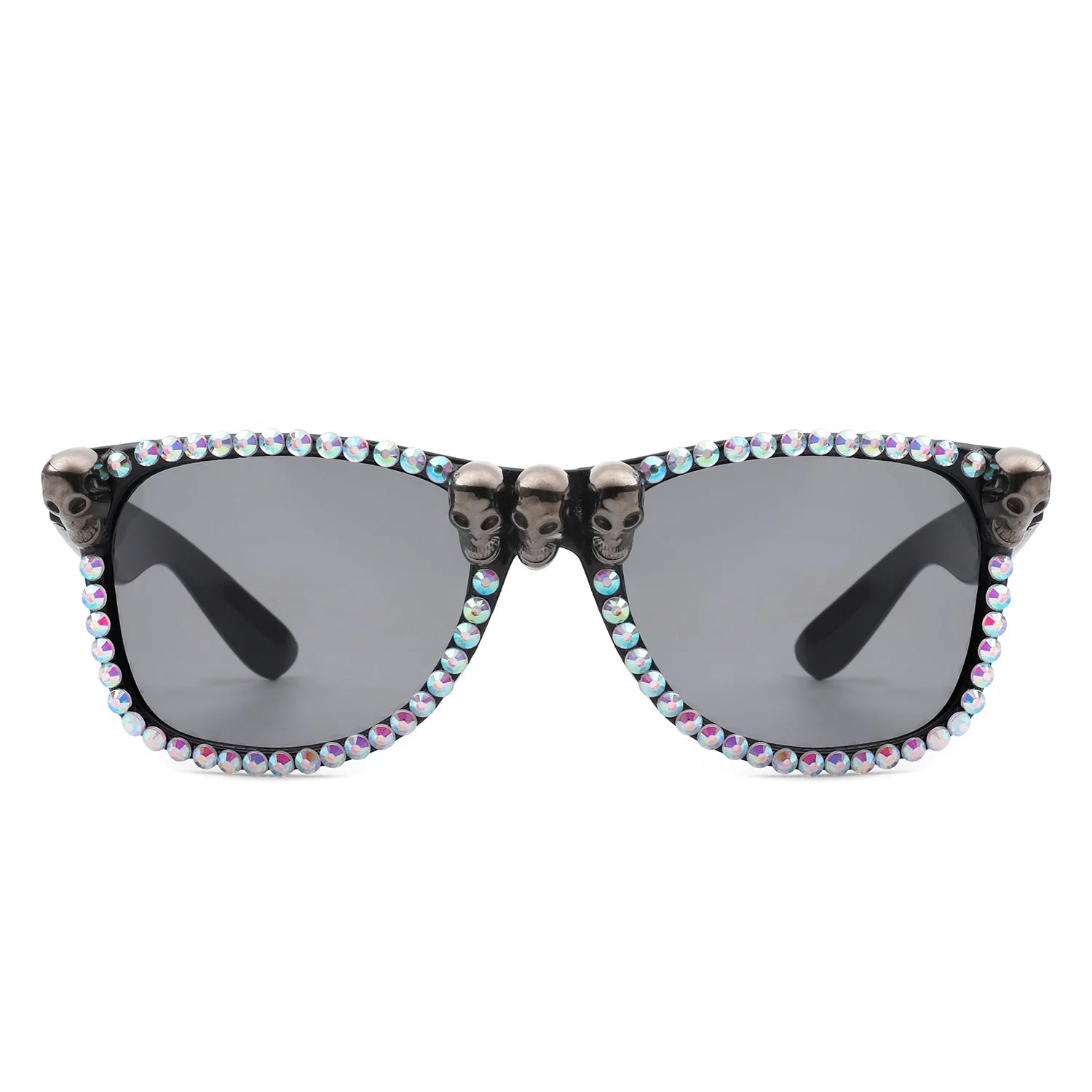 Myralis - Classic Horn Rim Rhinestone Gothic Skull Square Sunglasses - Charming Charlie