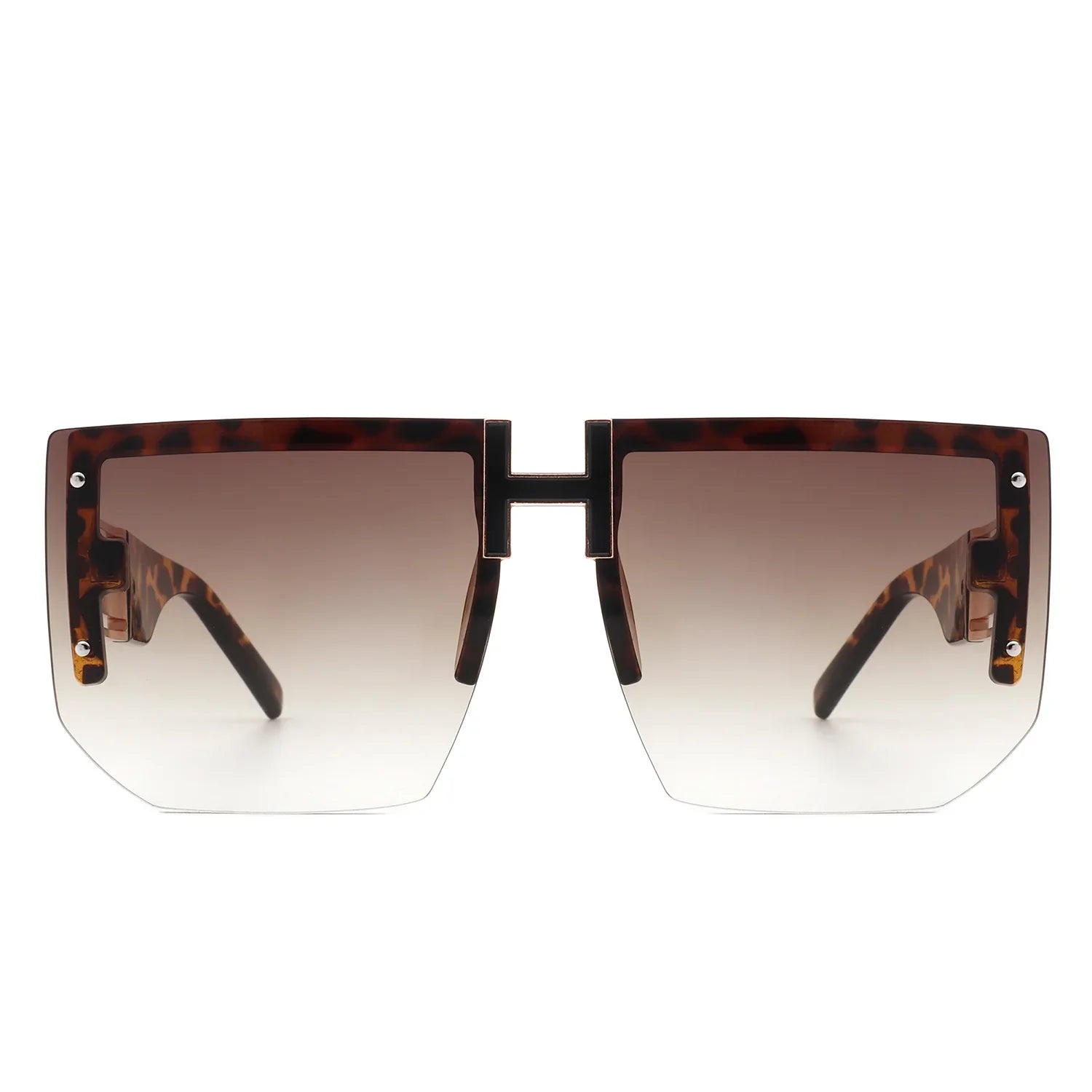 Kaelor - Square Oversized Flat Top Gradient Half Frame Sunglasses - Charming Charlie