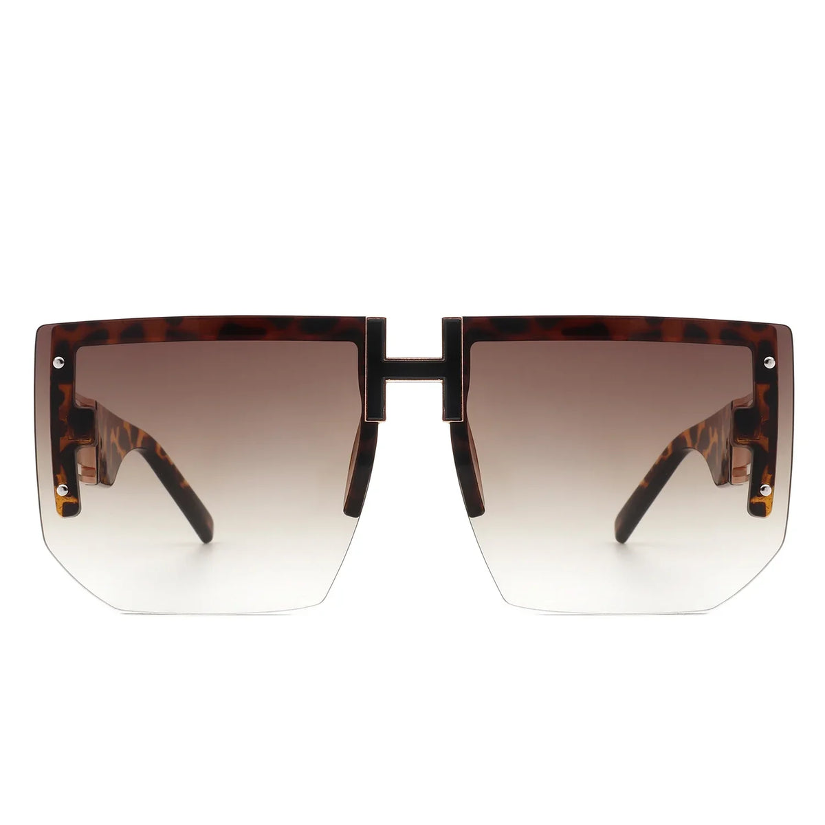 Kaelor - Square Oversized Flat Top Gradient Half Frame Sunglasses - Charming Charlie