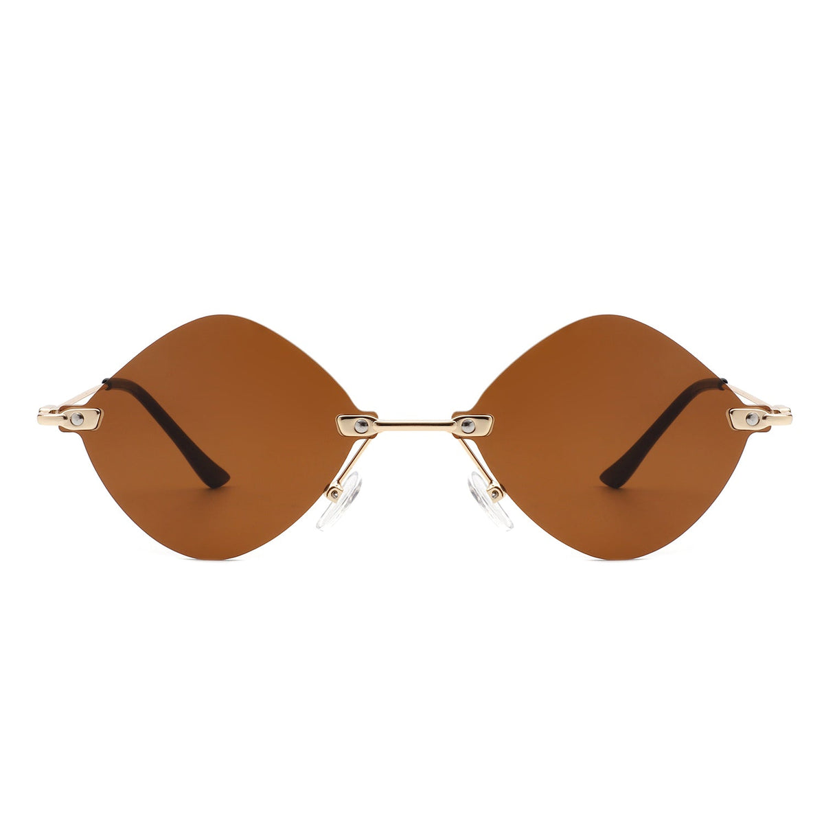 Bluewave - Rimless Retro Round Geometric Frameless Tinted Fashion Sunglasses - Charming Charlie