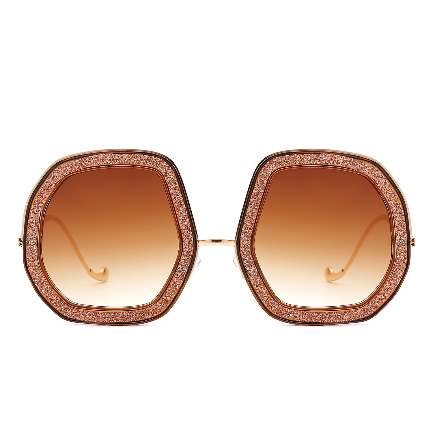 Xanadawn - Women Round Irregular Geometric Glitter Fashion Sunglasses - Charming Charlie