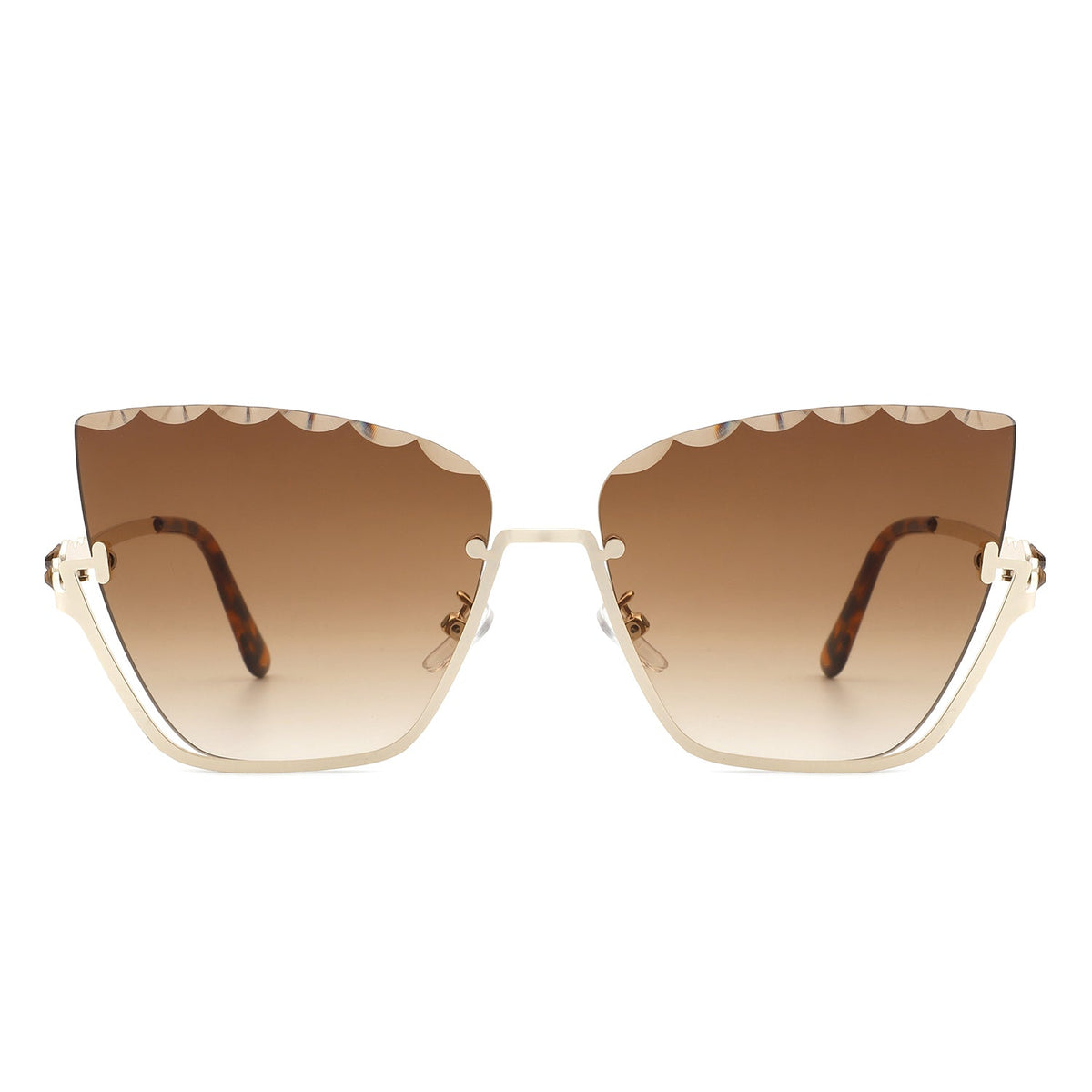 Starfire - Half Frame Square Irregular Tinted Fashion Cat Eye Sunglasses - Charming Charlie
