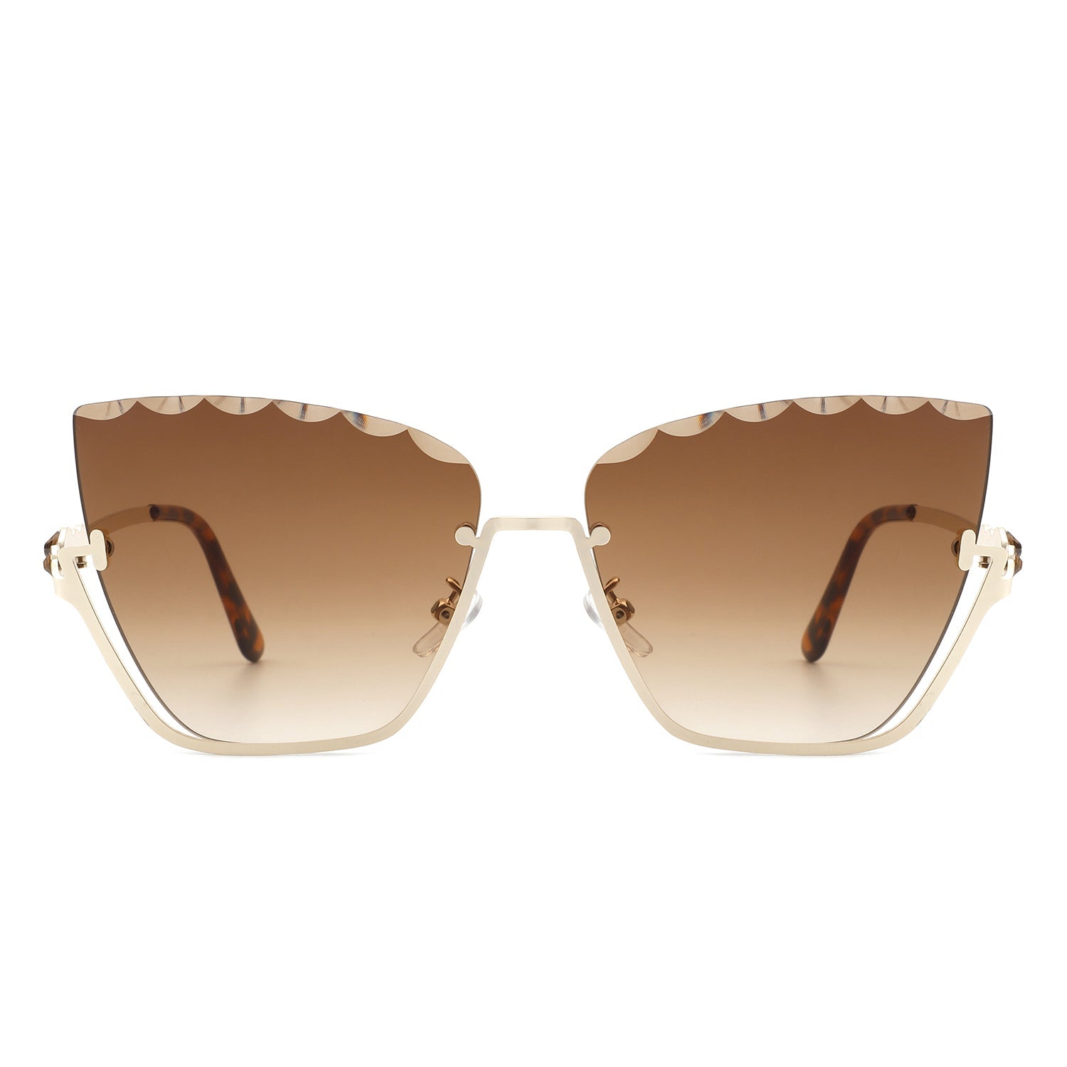Starfire - Half Frame Square Irregular Tinted Fashion Cat Eye Sunglasses - Charming Charlie