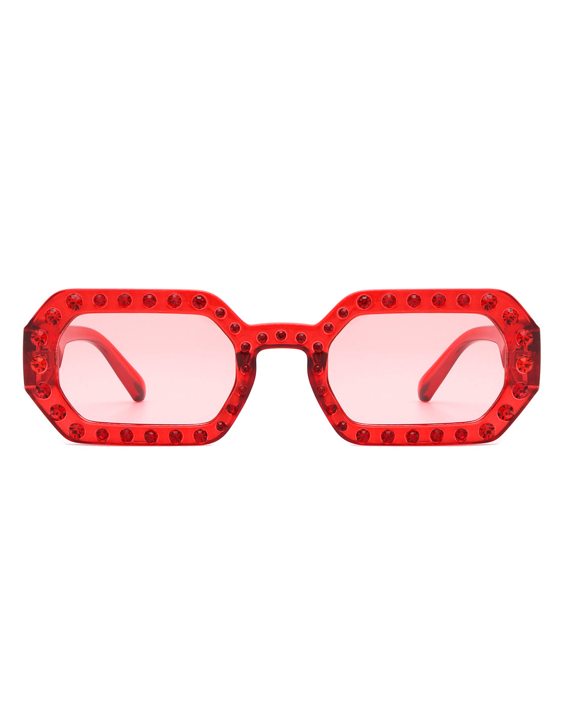 Whisp - Square Retro Rhinestone Tinted Geometric Fashion Sunglasses - Charming Charlie