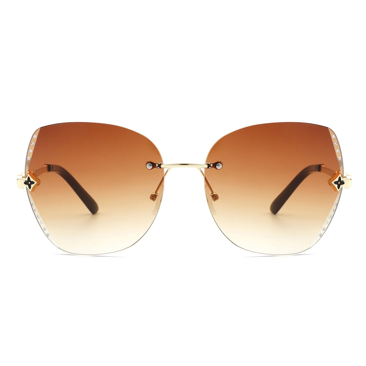 Kineticx - Oversize Rimless Butterfly Shape Tinted Rhinestone Fashion Sunglasses - Charming Charlie
