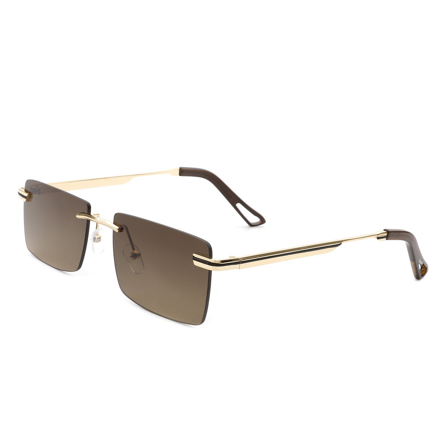 Vibrante - Rectangle Rimless Retro Tinted Fashion Flat top Sunglasses - Charming Charlie