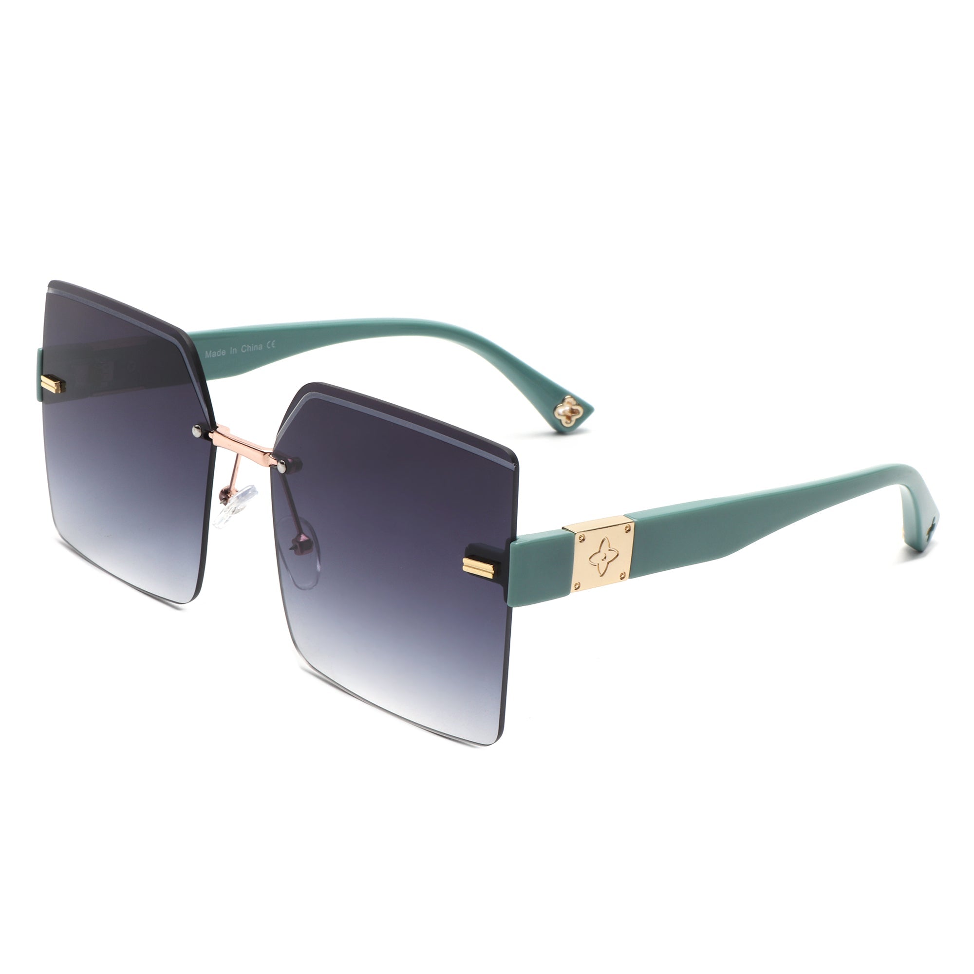 Brisla - Chic Oversized Rimless Square Tinted Fashion Women's Sunglasses - Charming Charlie