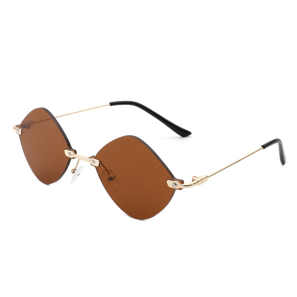 Bluewave - Rimless Retro Round Geometric Frameless Tinted Fashion Sunglasses - Charming Charlie