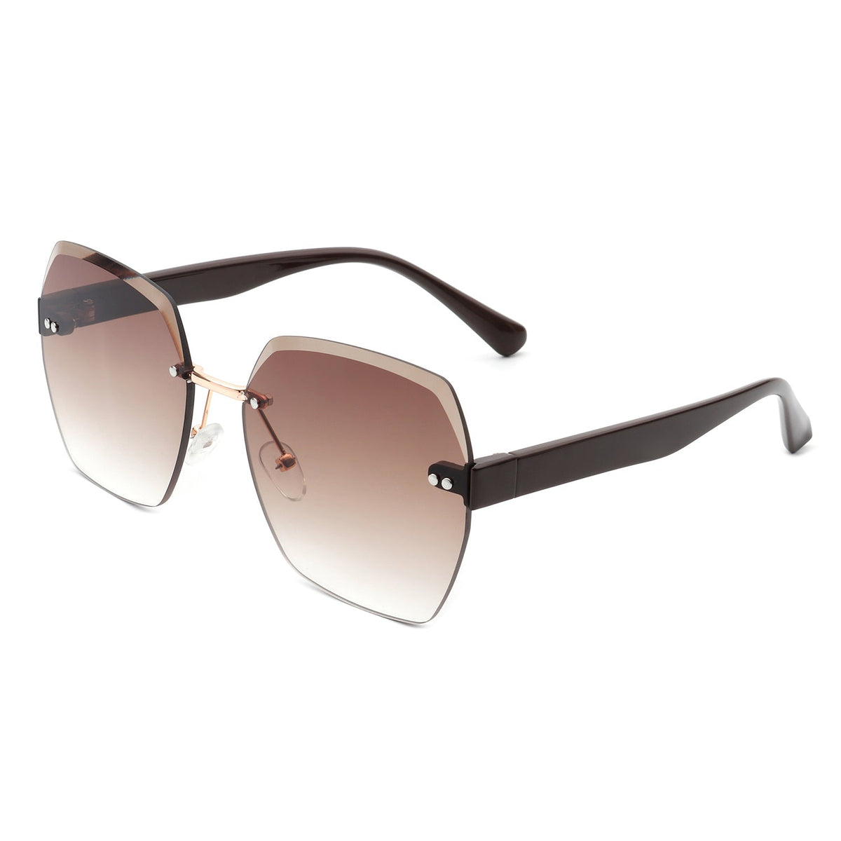 Evernova - Oversize Square Geometric Rimless Tinted Fashion Sunglasses - Charming Charlie