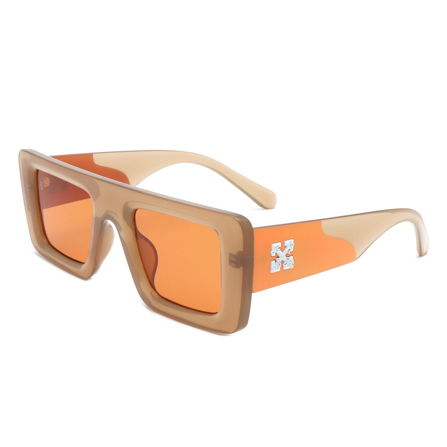 Lumos - Square Retro Two-Tone Thick Frame Flat-Top Sunglasses - Charming Charlie
