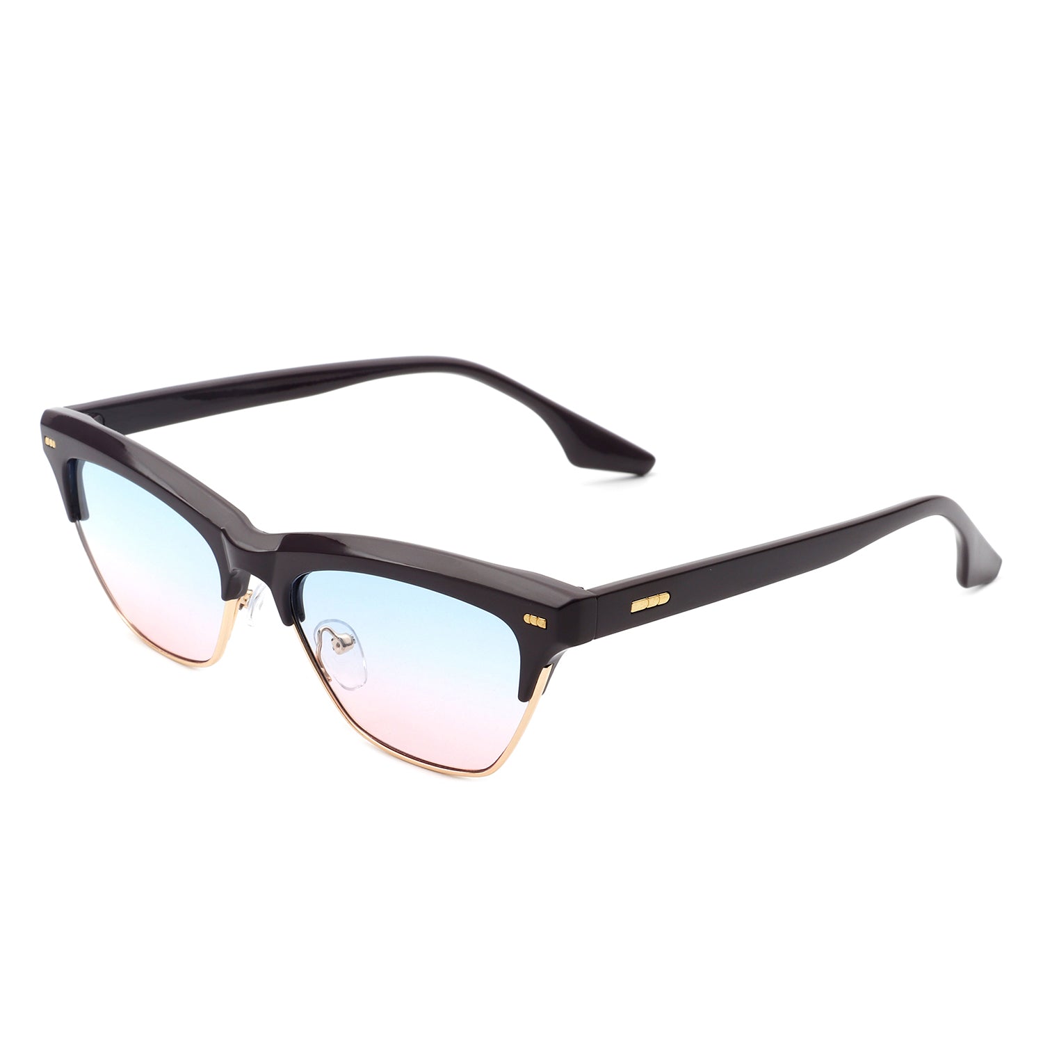 Mistique - Women Retro Half Frame Square Fashion Cat Eye Sunglasses - Charming Charlie
