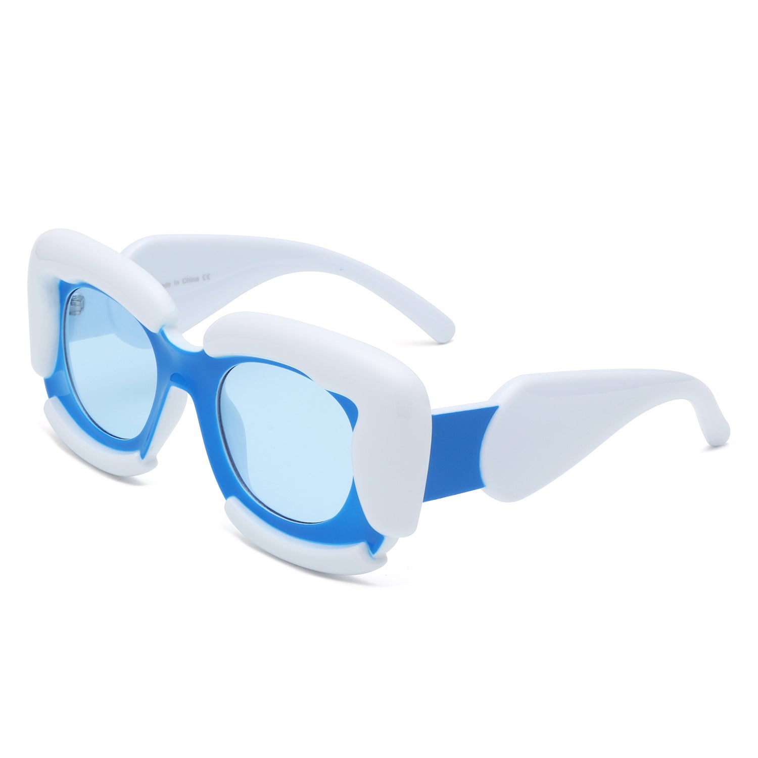 Twirl - Square Geometric Irregular Chunky Fashion Futuristic Sunglasses - Charming Charlie