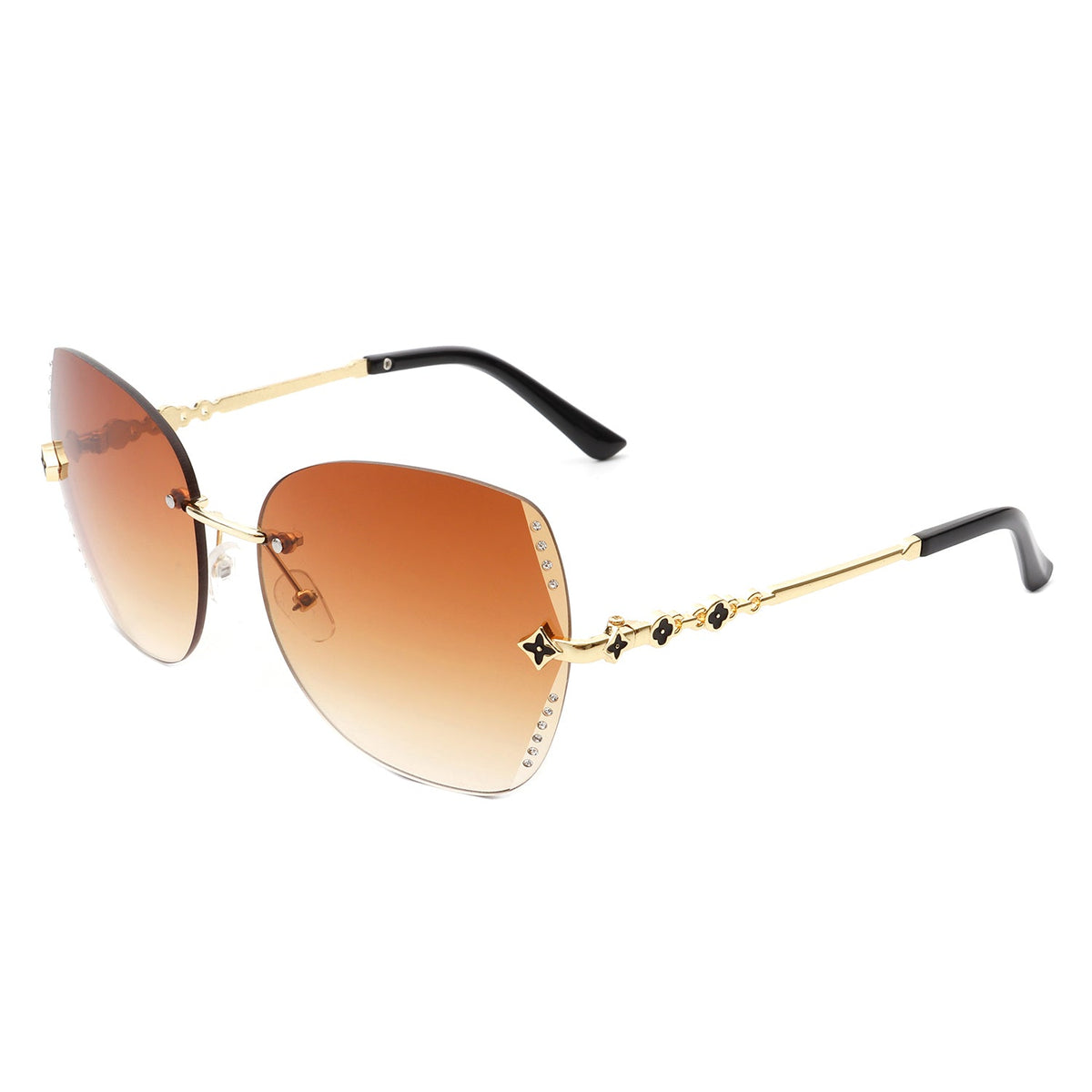 Kineticx - Oversize Rimless Butterfly Shape Tinted Rhinestone Fashion Sunglasses - Charming Charlie