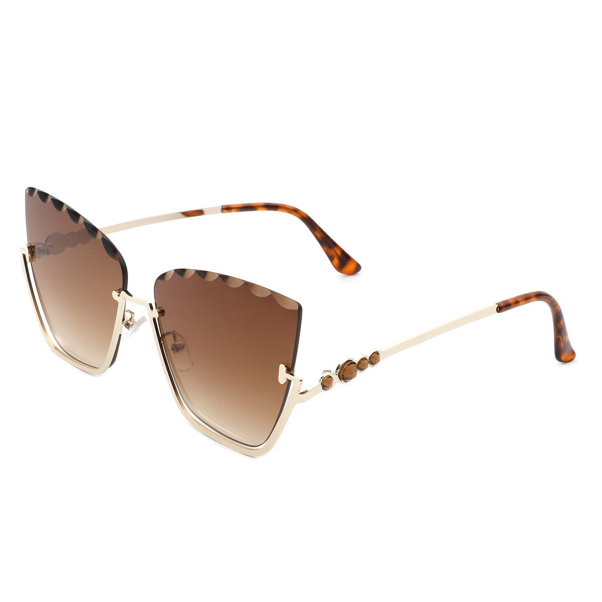 Starfire - Half Frame Square Irregular Tinted Fashion Cat Eye Sunglasses - Charming Charlie