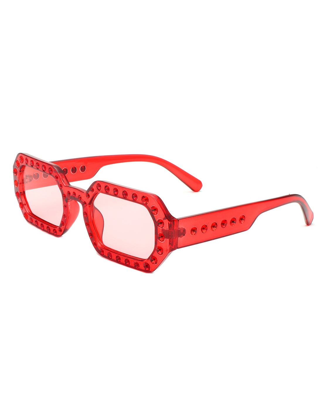 Whisp - Square Retro Rhinestone Tinted Geometric Fashion Sunglasses - Charming Charlie