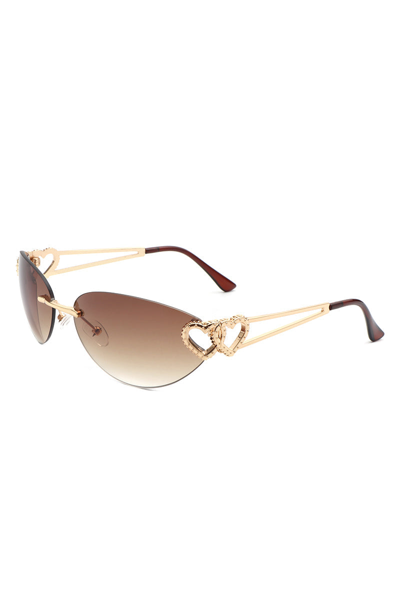 Myral - Women's Chic Frameless Oval Heart Designed Cat Eye Sunglasses - Charming Charlie